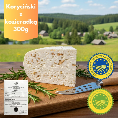Ser koryciński swojski z Pomidorem, Czosnkiem i Bazylią 300g